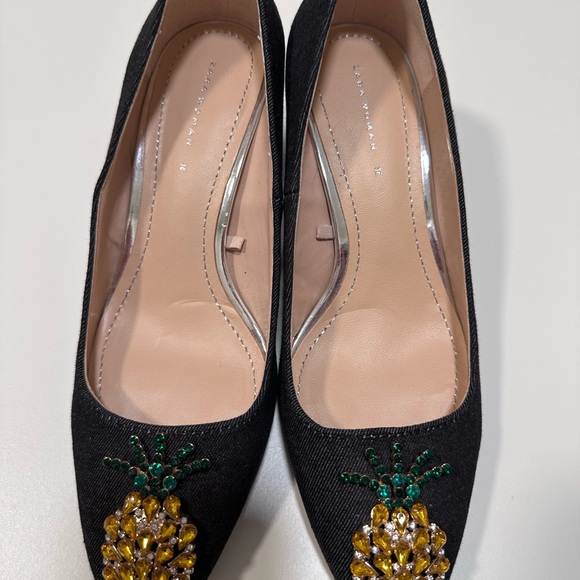 Zara denim Heels with Pineapple Embellishment - Picture 1 of 5